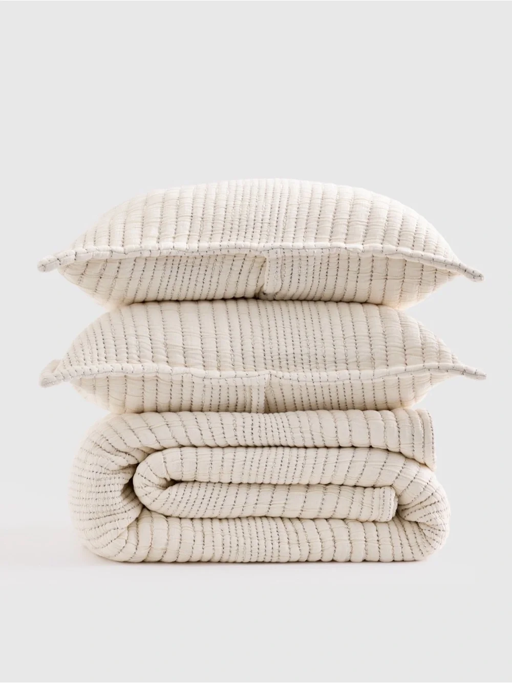 Organic Cotton Channel Stitch Coverlet Set, King/Cal King, Undyed